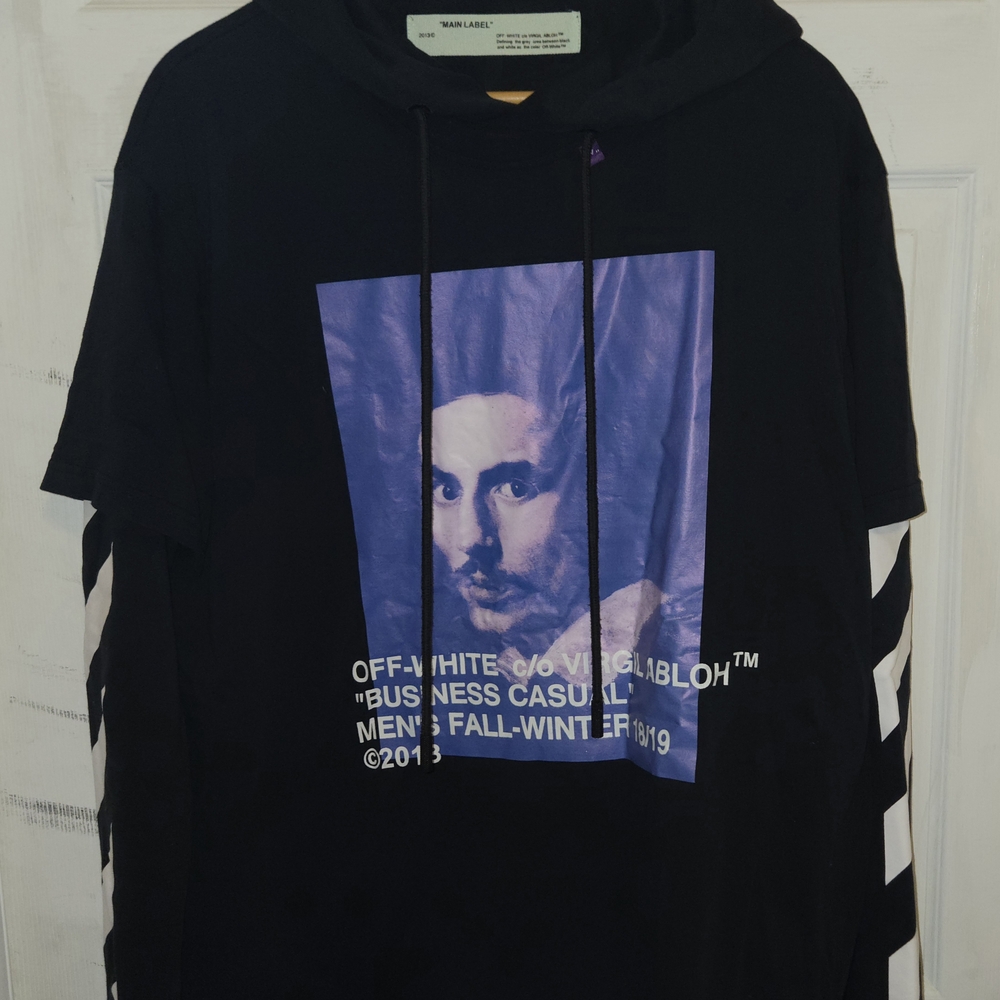 OFF WHITEOff-White Diagonal Bernini Hooded Sweatshirt Orginal Excellent Conditin